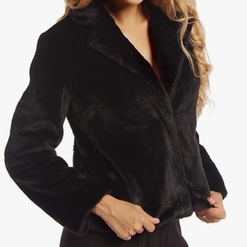 NWT Women's Black Faux Fur Jacket